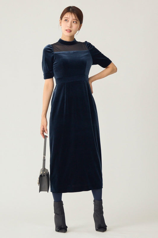 Restaurant velours dress (Navy)