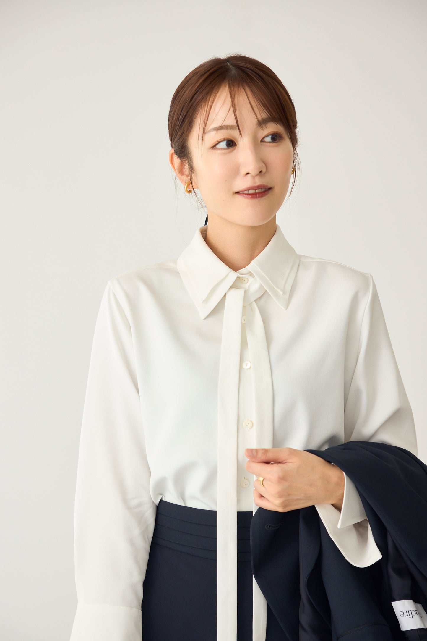 Double collar dress shirt (White)