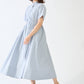 Shirring shirt dress(Blue gray)