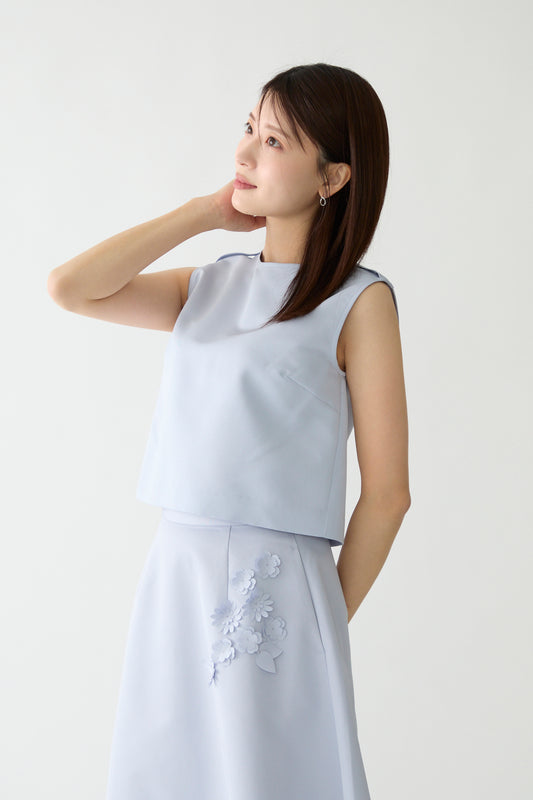 2way ribbon grosgrain tops(Blue gray)