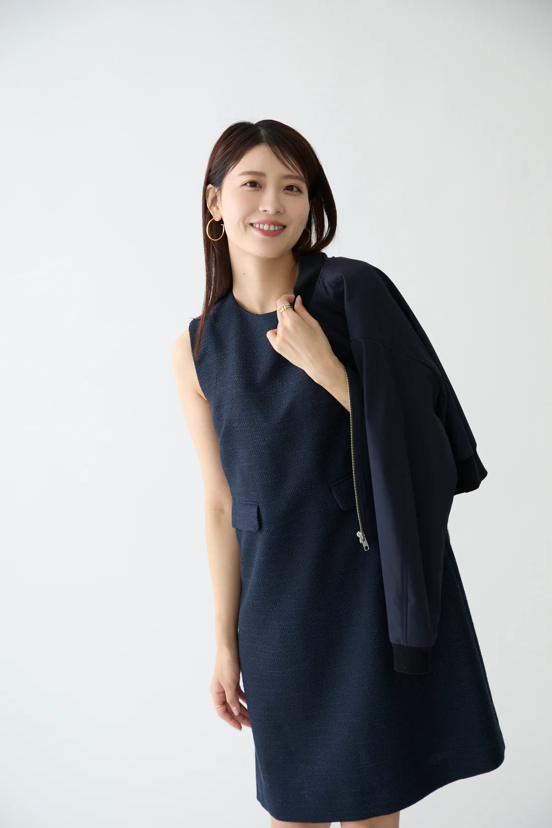 London tweed dress(Navy)
