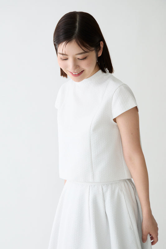 Blooming jacquard tops(White dot)