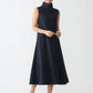 Stand neck flowing  dress(Dark navy)