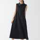 Stand neck flowing  dress(Charcoal Black)