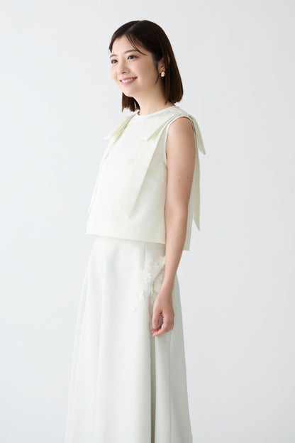 2way ribbon grosgrain tops(White)