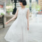 Flower broidery lace dress (White)