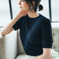 Jane half-sleeve knit tops (Navy)