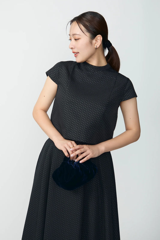 Blooming jacquard tops(Black dot)