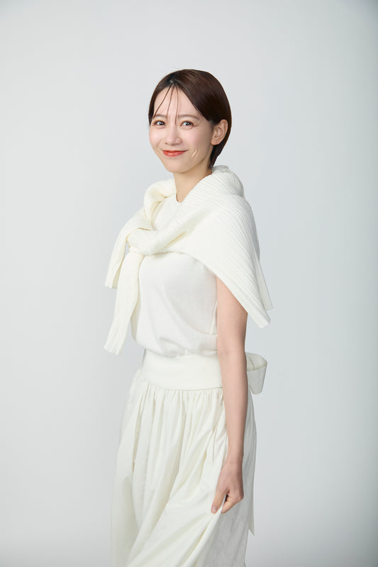 Bowtie rib ensemble knit(Ivory)