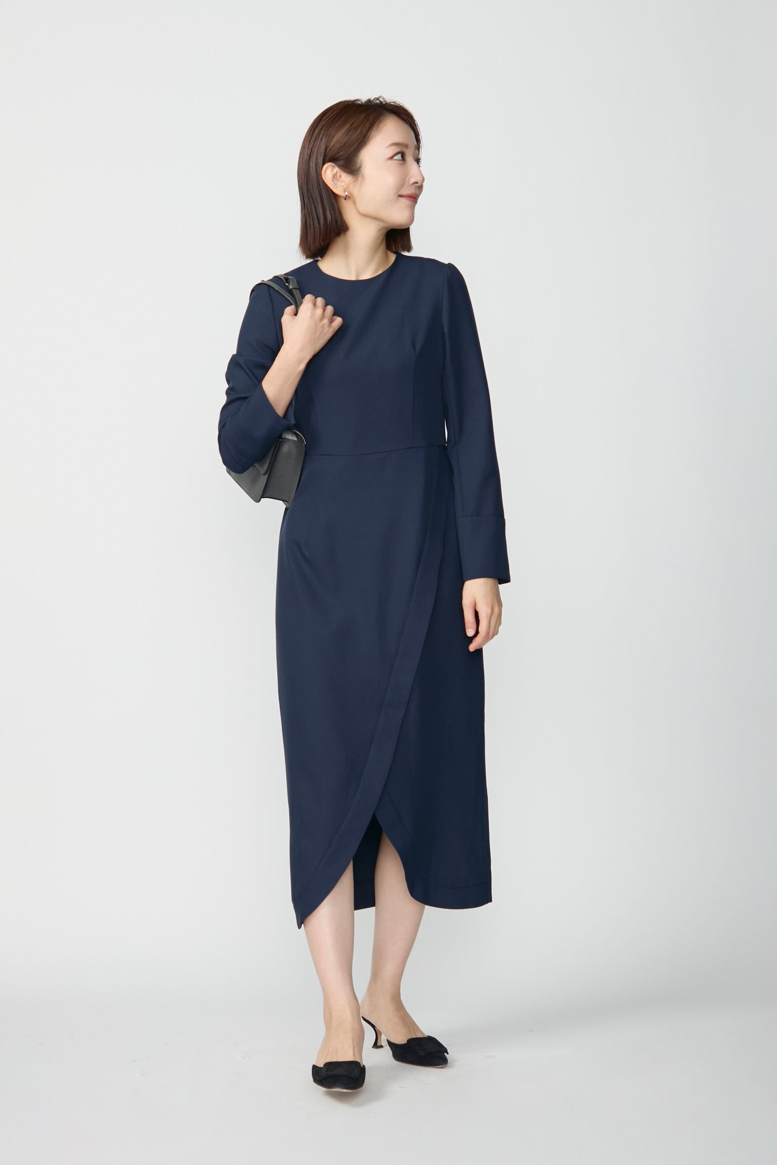 Tulip hem dress (Navy) – Audire
