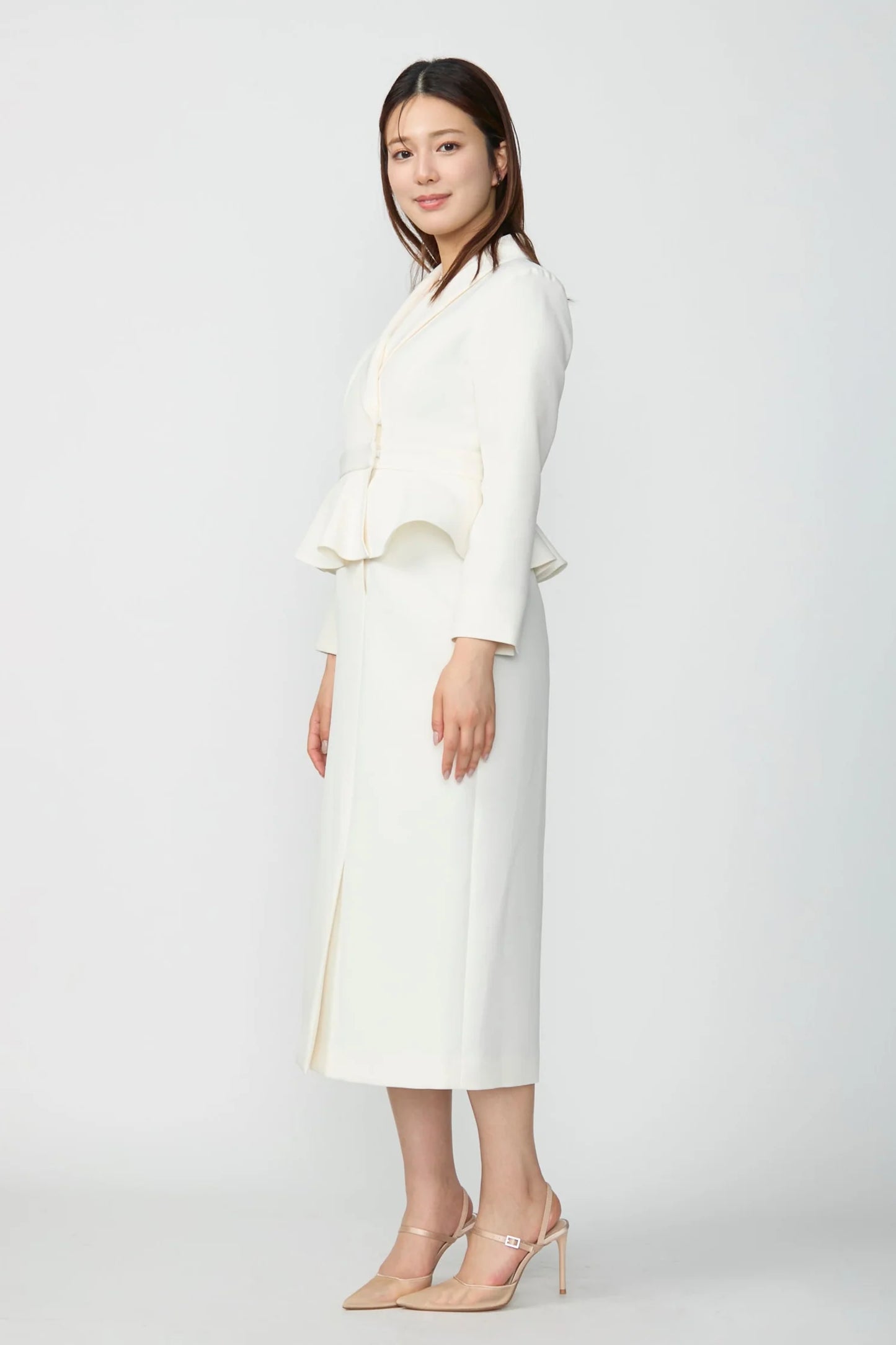 Cheer up peplum dress (Ivory)