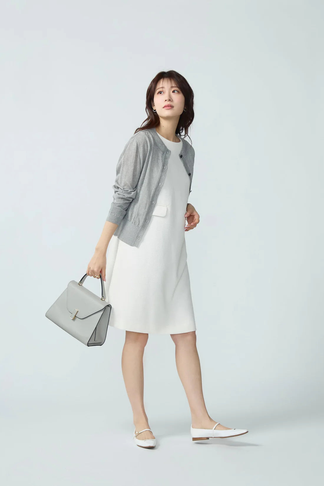 Slight glitter sheer cardigan (Light gray)