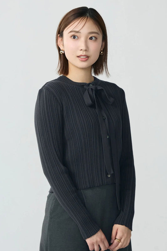 Bowtie rib ensemble knit(Chacoal)