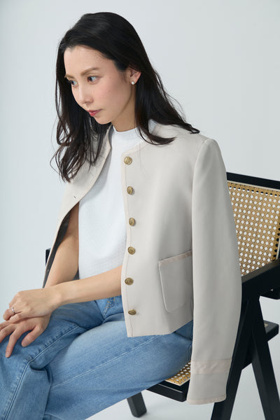 新品　Audire アウディーレ　ノーカラー　ジャケット　ネイビー　　M 新品 Audire アウディーレ ノーカラー ジャケット ネイビー M 新品