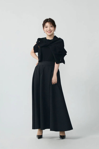 Blooming jacquard skirt (Black/dot)