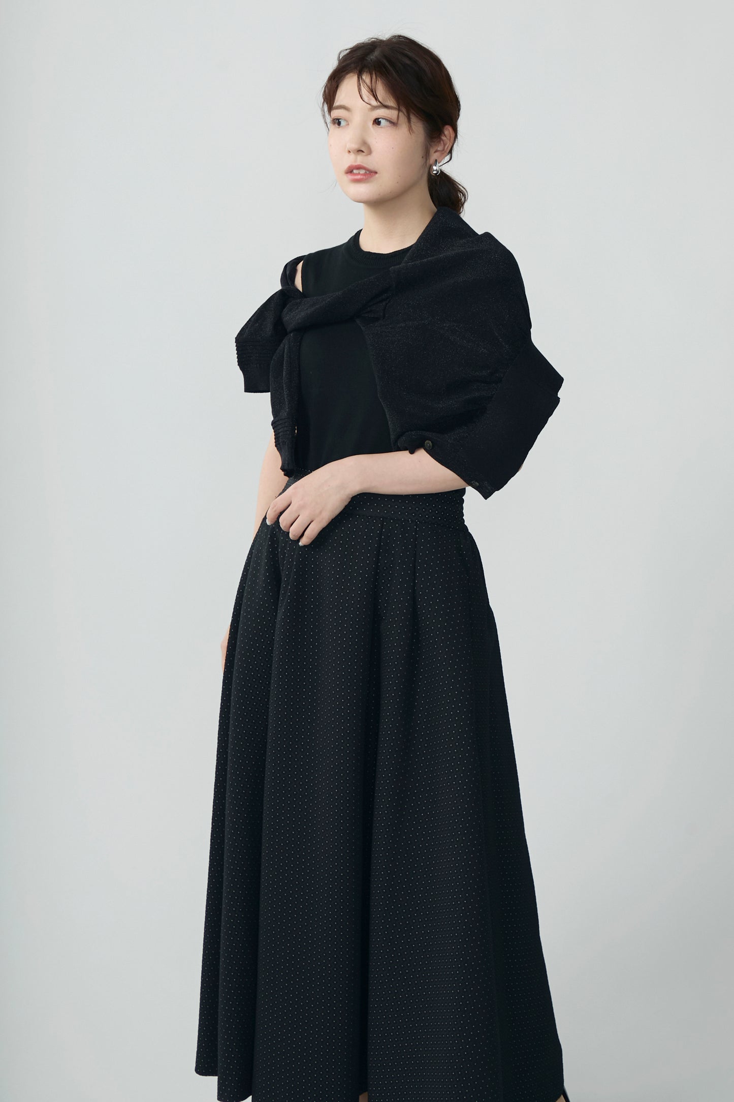 Blooming jacquard skirt (Black/dot)