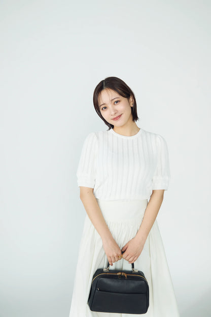 Jane half-sleeve knit tops (White)