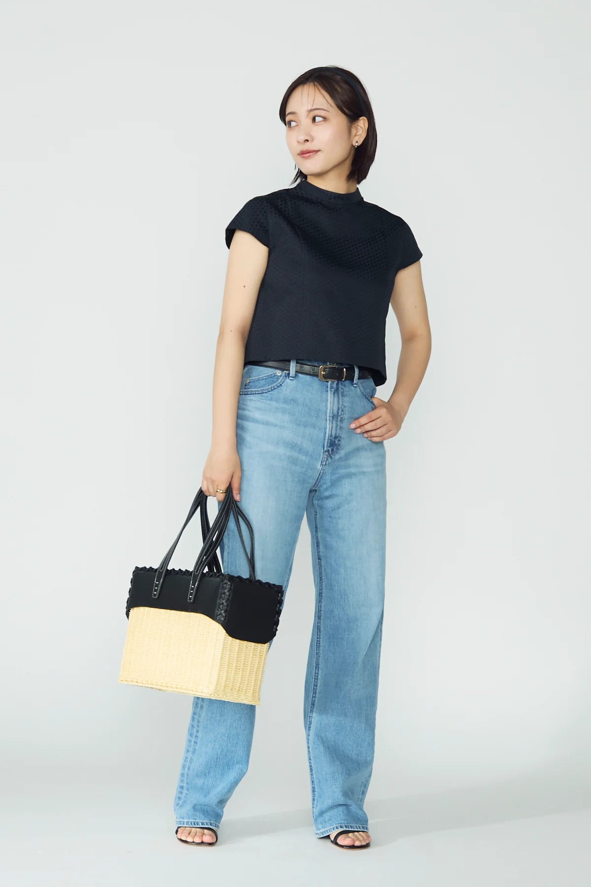 Blooming jacquard tops(Navy)