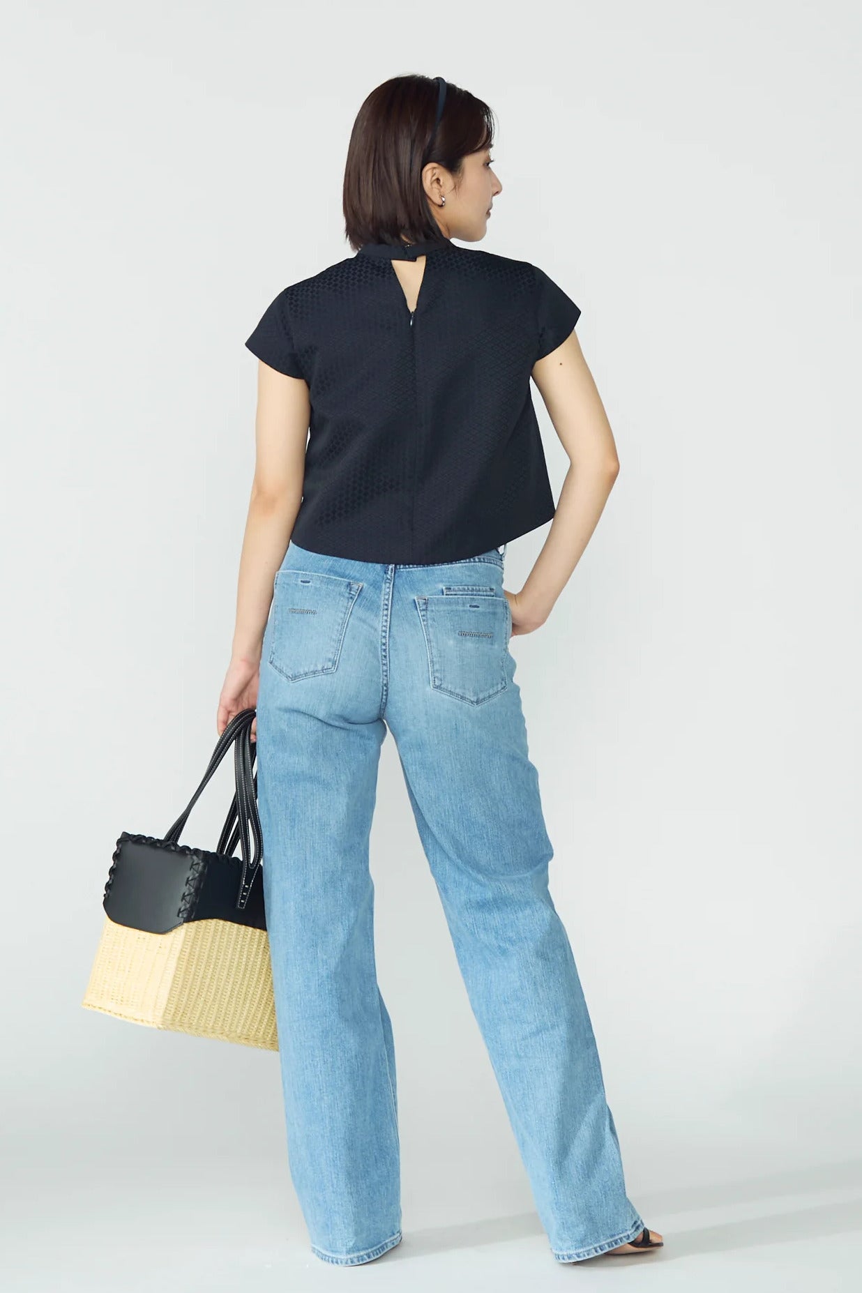 Blooming jacquard tops(Navy)
