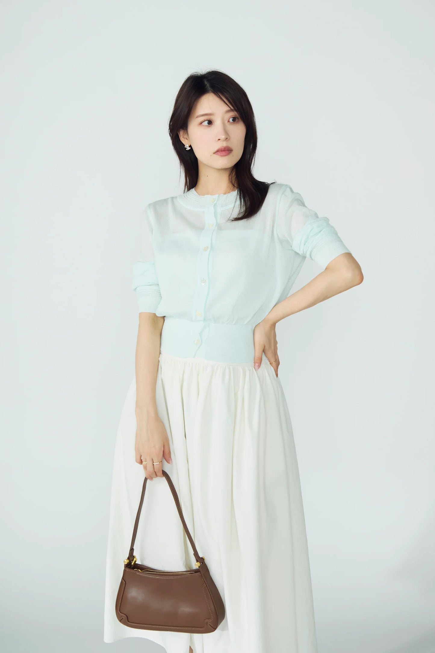 Slight glitter sheer cardigan (Mist blue)