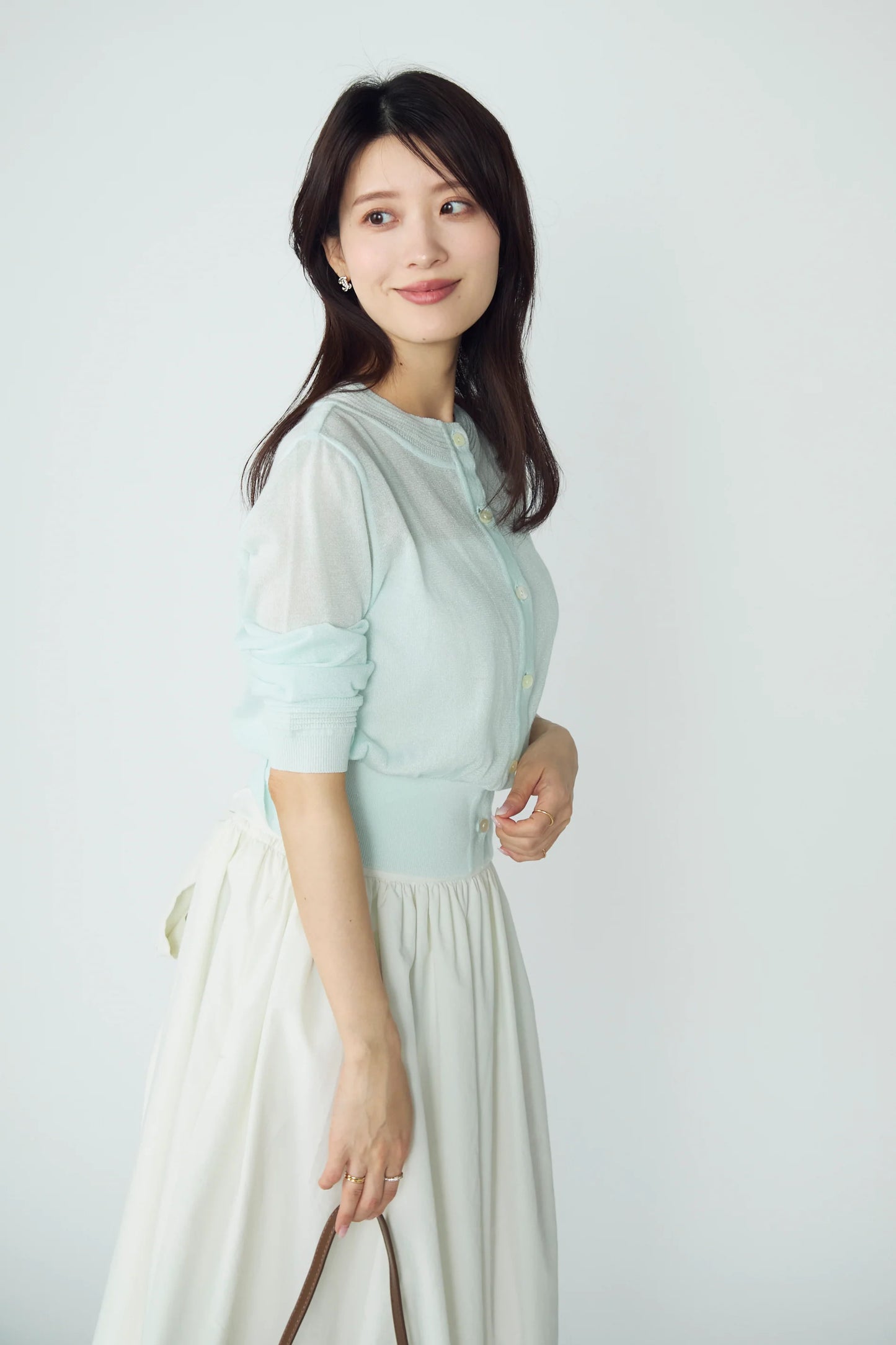 Slight glitter sheer cardigan (Mist blue)