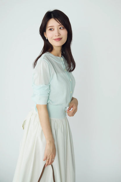 Slight glitter sheer cardigan (Mist blue)