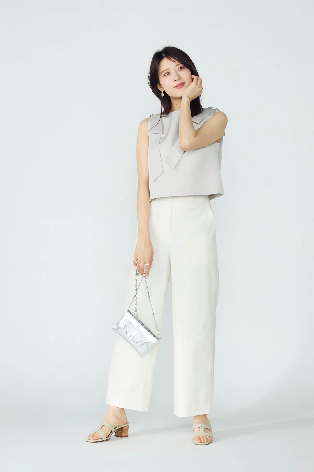 2way ribbon grosgrain tops(Beige)
