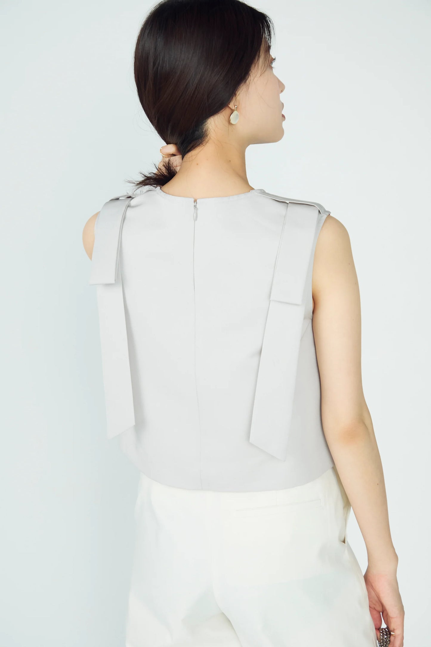 2way ribbon grosgrain tops(Beige)