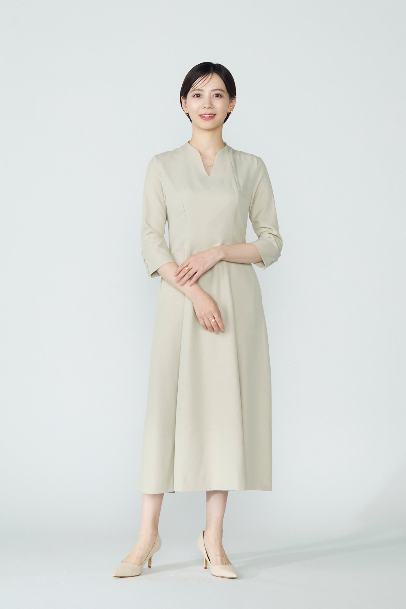 Catherine flare dress (Beige)