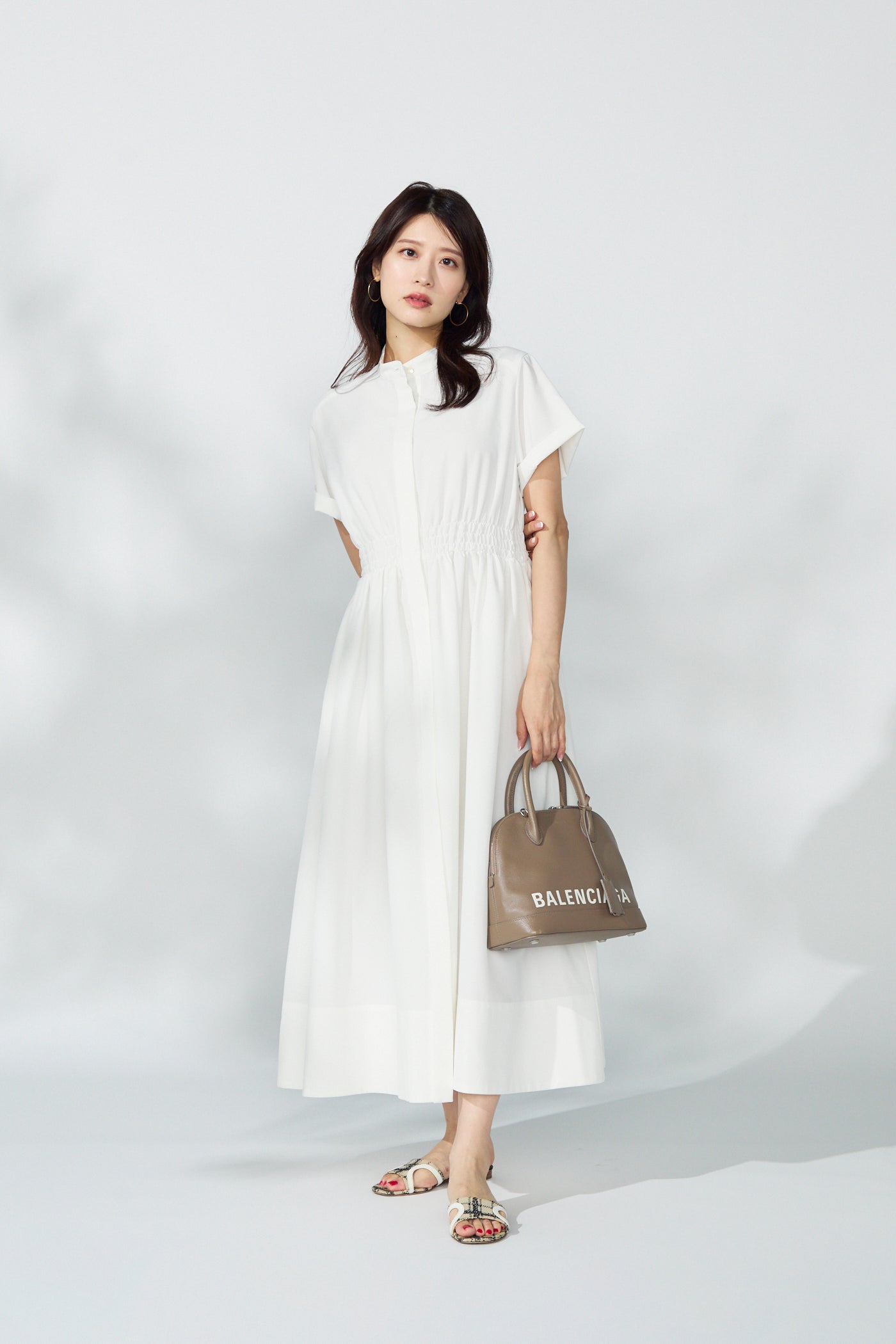 Shirring shirt dress(White) – Audire