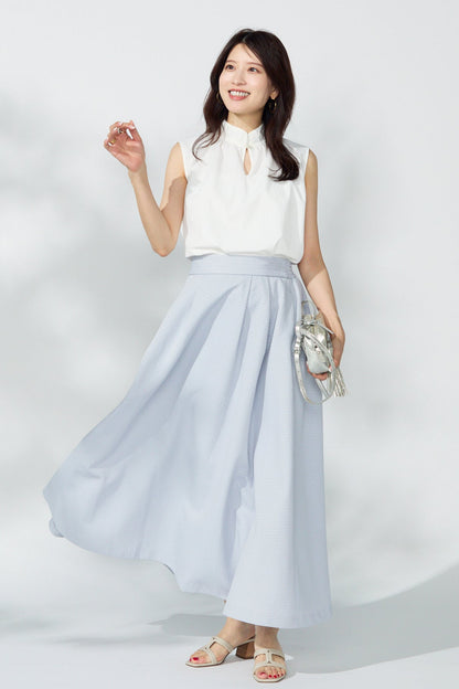 Blooming jacquard skirt (Blue gray)