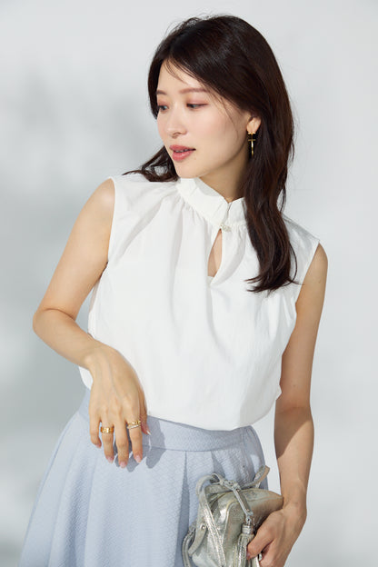 Origami no-sleeve tops (White)