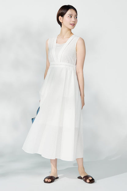 Flower broidery lace dress (White)