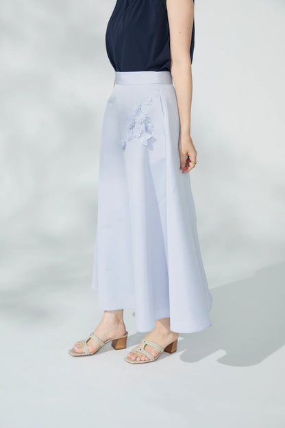 Bouquet grosgrain circular skirt(Blue gray)