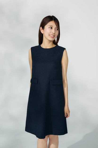 London tweed dress(Navy)