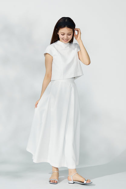 Blooming jacquard skirt (White/dot)