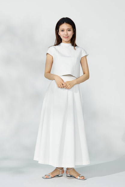 Blooming jacquard skirt (White/dot)