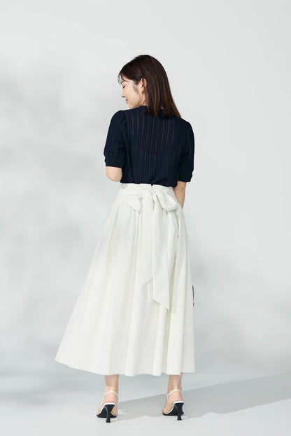 Jane half-sleeve knit tops (Navy)