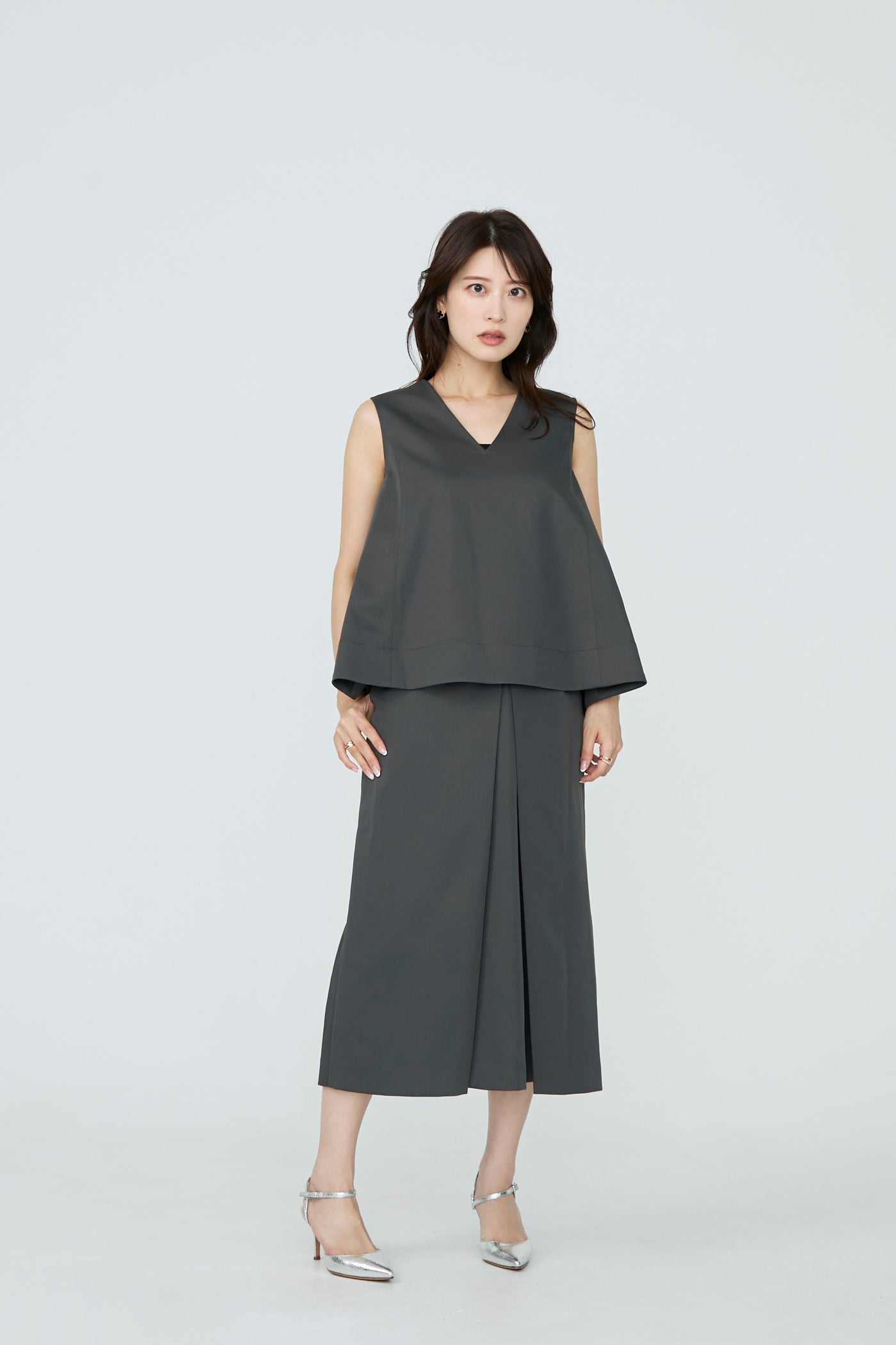 Frame trad skirt(Charcoal)