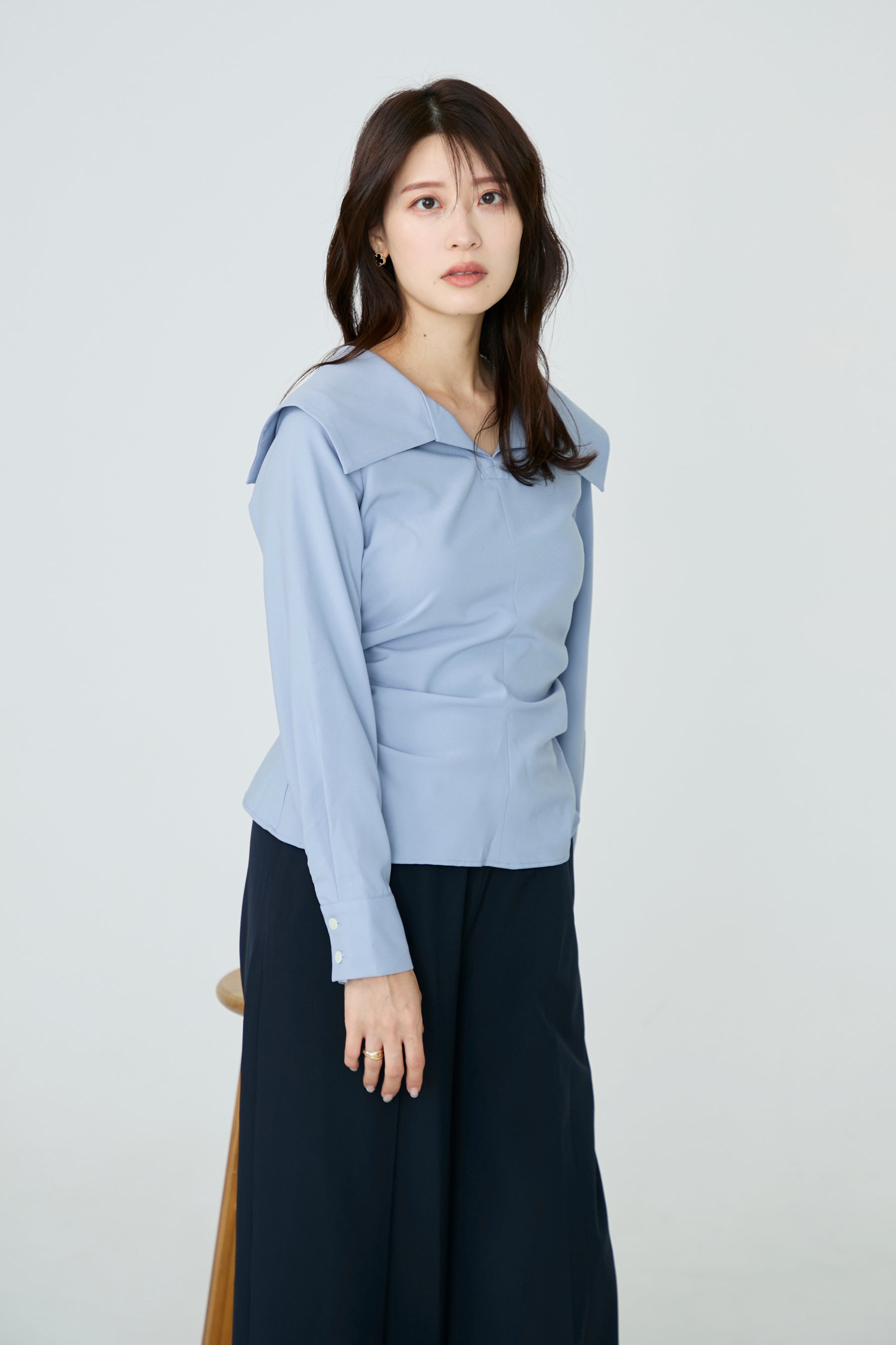 Audire アウディーレ Shoreline blouse(Navy)S Shoreline blouse(Navy