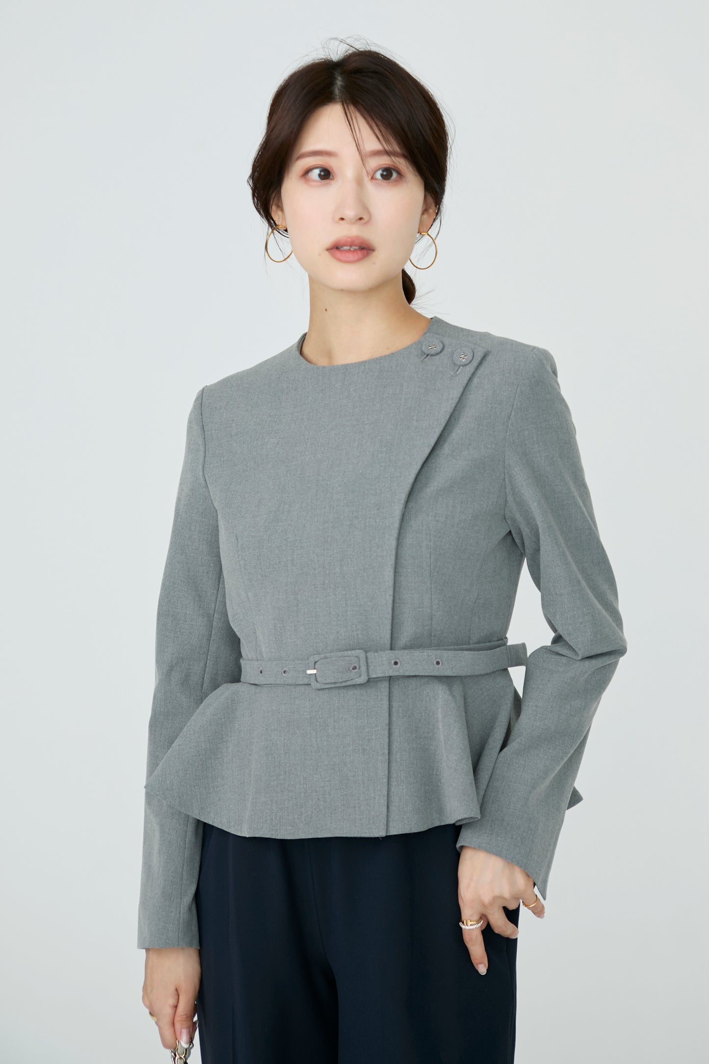 Noona peplum jacket(Gray)