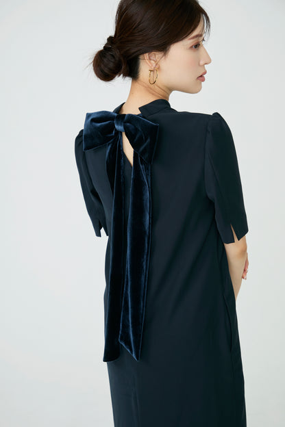 3pattern ribbon dress(Navy)