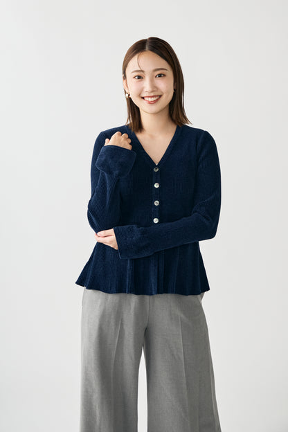 Velor touch bell cardigan(Navy)