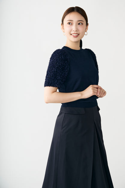Flurries sleeve kint tops(Navy)