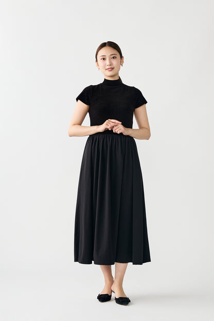 Velor touch knit dress(Black)