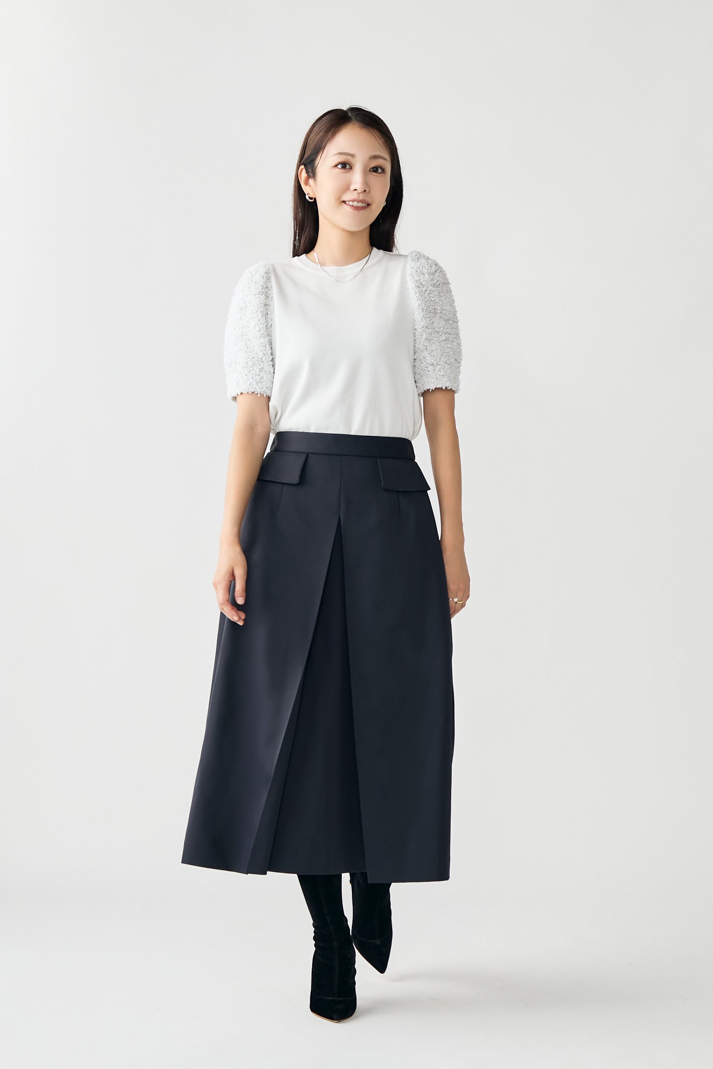 Flurries sleeve kint tops(White)