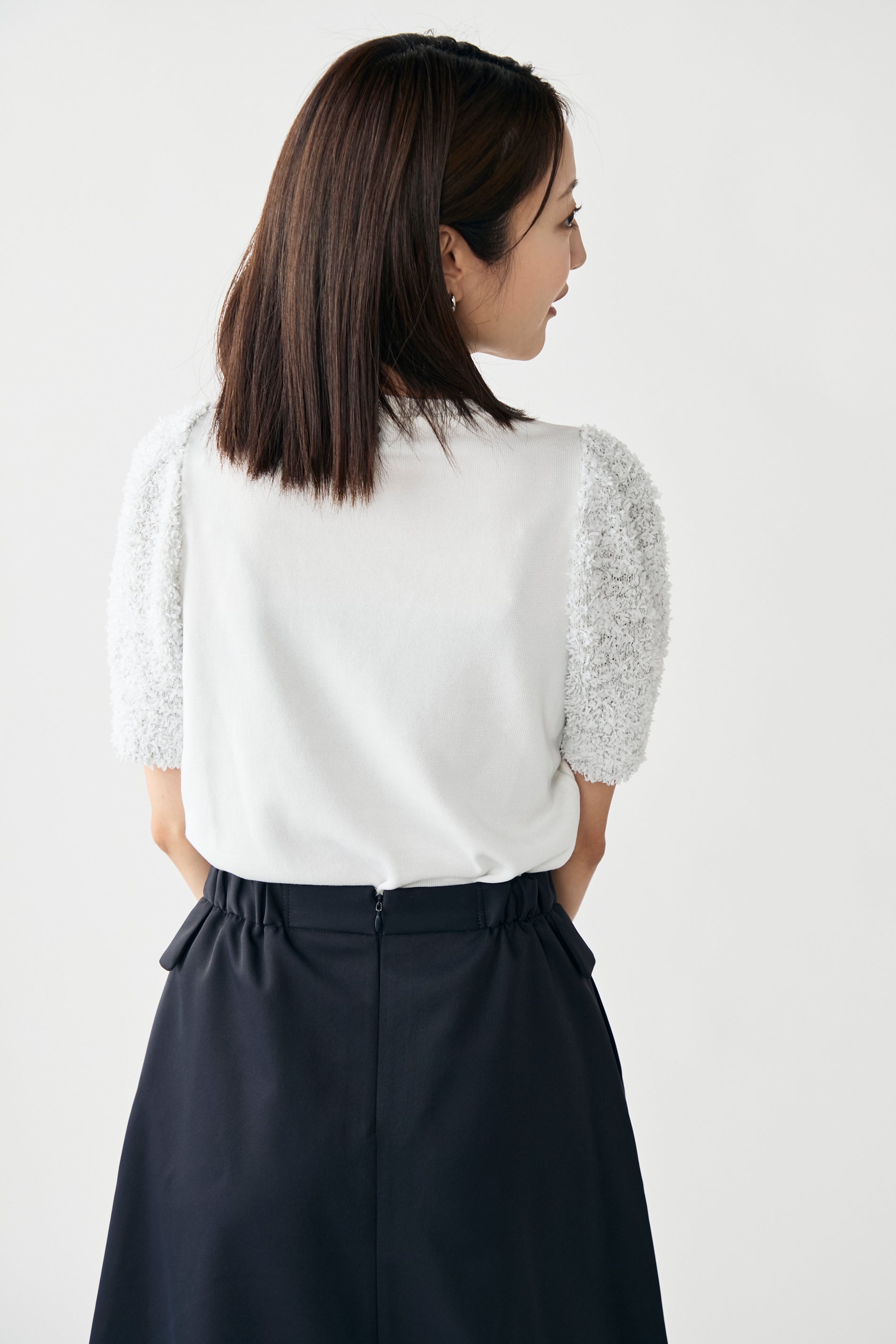 Flurries sleeve kint tops(White) – Audire