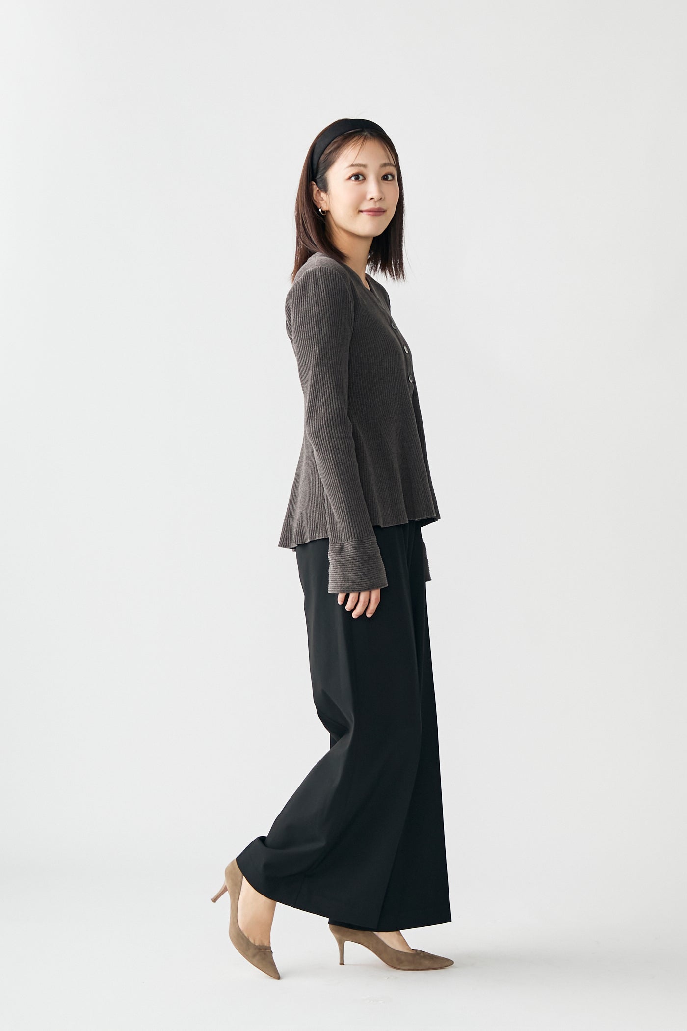 Velor touch bell cardigan(Gray)