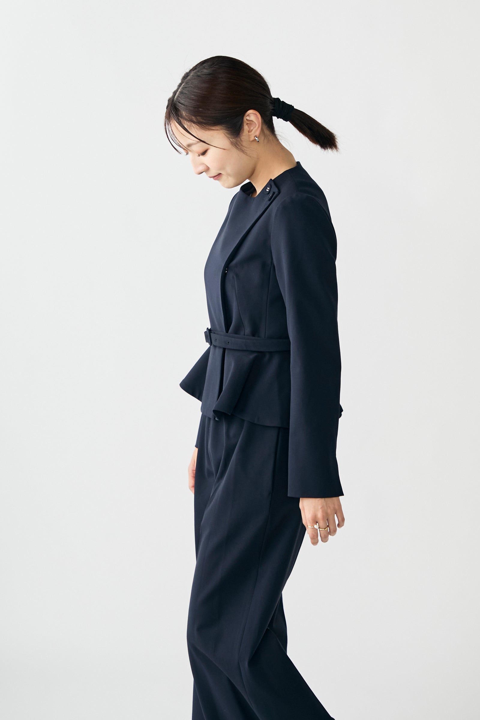 Noona peplum jacket(Navy) – Audire
