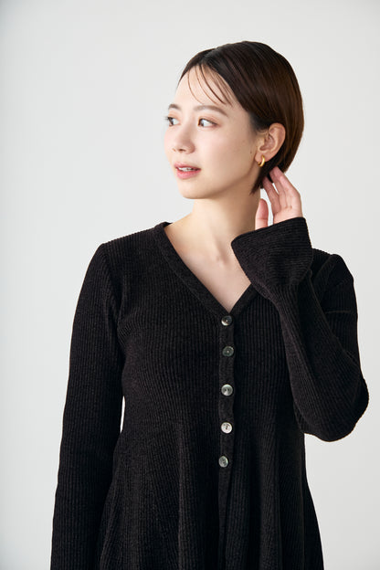 Velor touch bell cardigan(Black)